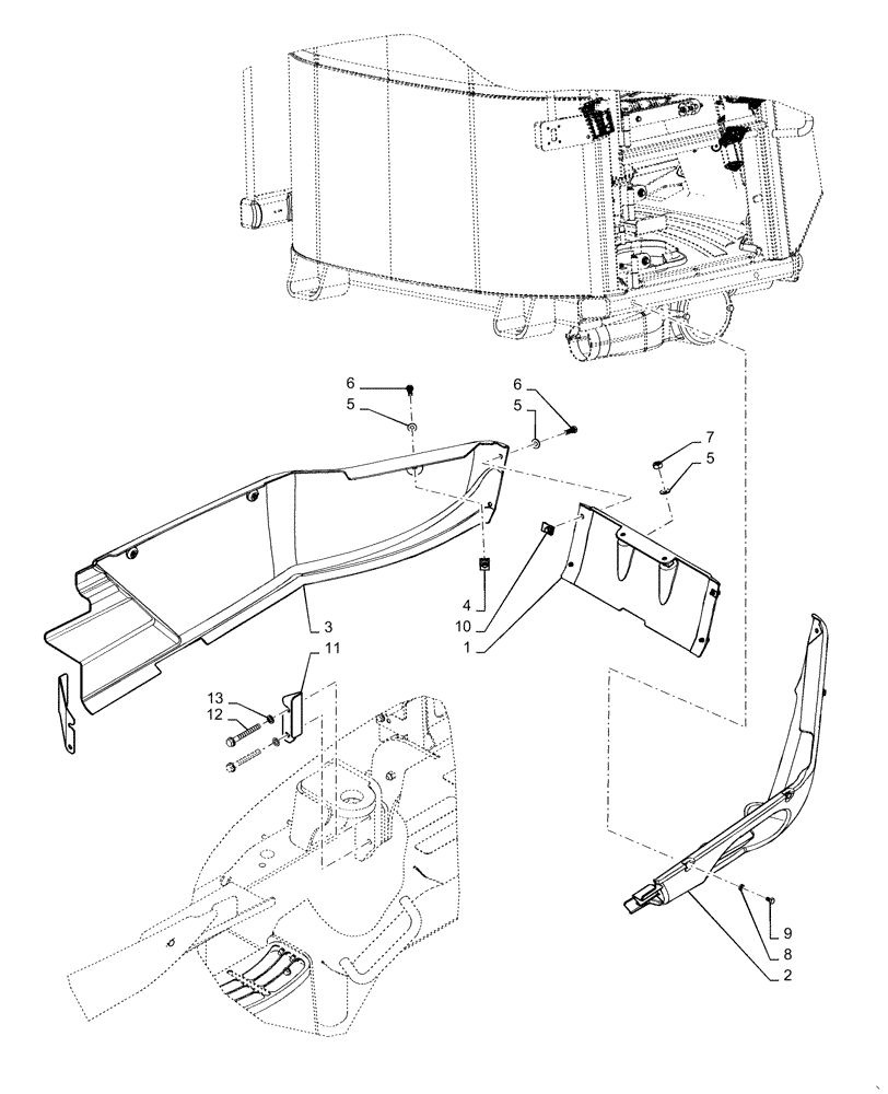 Схема запчастей Case 521F - (90.150.AA[01]) - CAB CANOPY SKIRT (90) - PLATFORM, CAB, BODYWORK AND DECALS