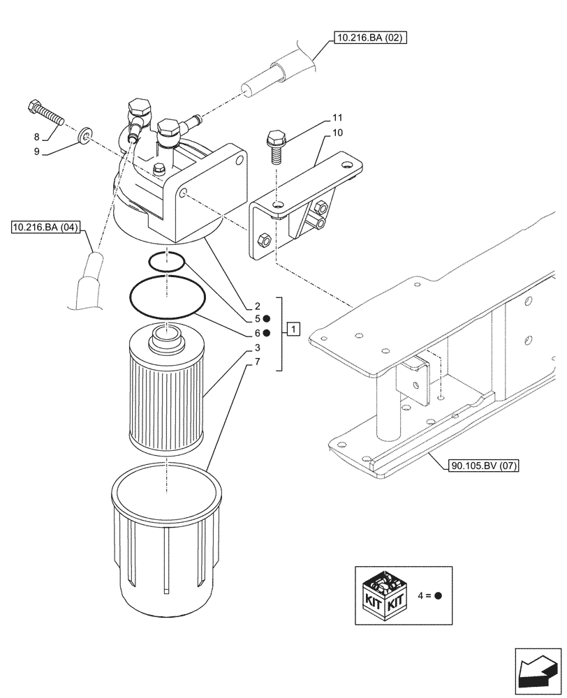 Схема запчастей Case CX210D NLC - (10.206.AO) - FUEL FILTER (10) - ENGINE