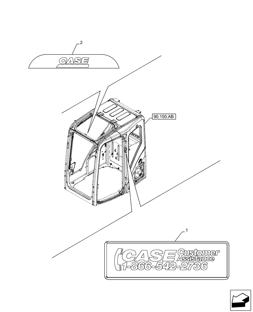 Схема запчастей Case CX160D LC - (90.108.AB[02]) - MODEL IDENTIFICATION DECAL (90) - PLATFORM, CAB, BODYWORK AND DECALS