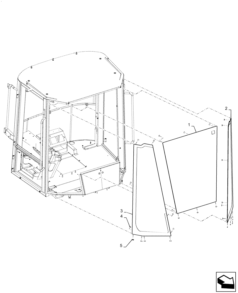 Схема запчастей Case 521F - (90.156.AG[01]) - VAR - 782439, 782440 - FRONT CAB GLASS (90) - PLATFORM, CAB, BODYWORK AND DECALS