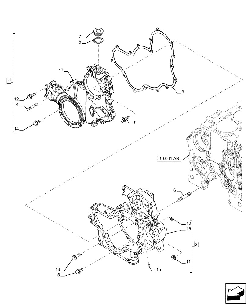 Схема запчастей Case F5HFL463A F001 - (10.102.AK) - ENGINE, BLOCK, COVER (10) - ENGINE