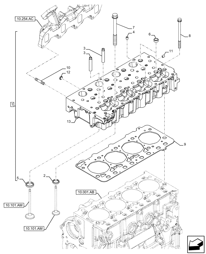 Схема запчастей Case F5HFL463A F001 - (10.101.AA) - CYLINDER HEAD (10) - ENGINE