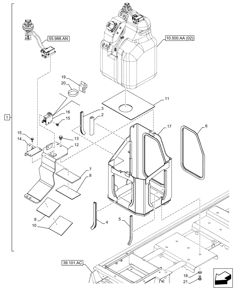 Схема запчастей Case CX160D LC - (10.500.AA[03]) - DEF/ADBLUE™ TANK, COMPONENTS (10) - ENGINE