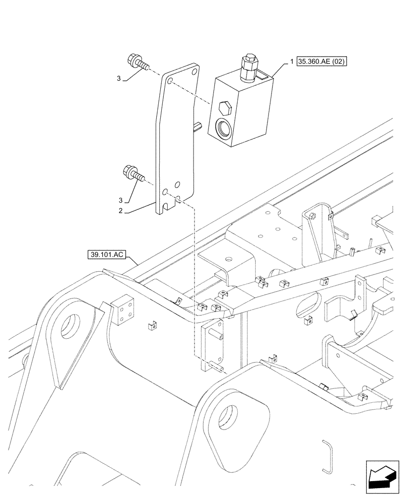 Схема запчастей Case CX210D NLC - (35.360.AE[01]) - VAR - 461561, 461583, 461865, 461867 - SELECTOR, VALVE, HAMMER CIRCUIT (35) - HYDRAULIC SYSTEMS