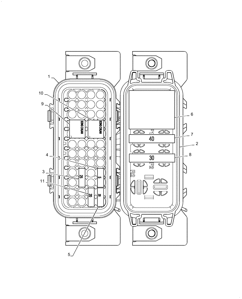 Схема запчастей Case 521F - (55.015.AB[03]) - FUSE HOLDER AND RELAY ASSEMBLY (55) - ELECTRICAL SYSTEMS