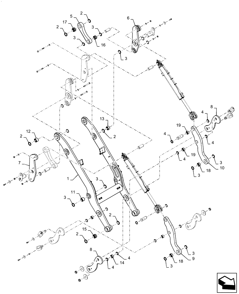 Схема запчастей Case 521F - (39.105.AM[06]) - LIFT ARMS AND COMPONENTS, XT (39) - FRAMES AND BALLASTING