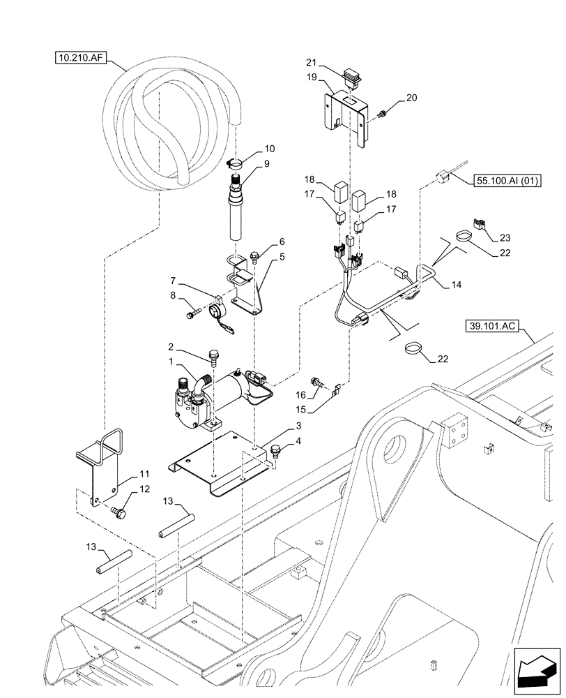 Схема запчастей Case CX210D NLC - (55.011.AE) - VAR - 481257 - FUEL TRANSFER PUMP (55) - ELECTRICAL SYSTEMS