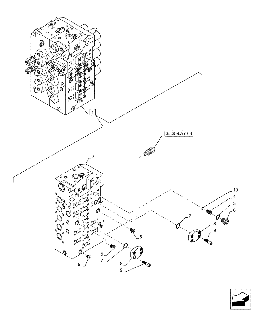 Схема запчастей Case CX500D RTC - (35.359.AB[04]) - CONTROL VALVE, COMPONENTS (35) - HYDRAULIC SYSTEMS