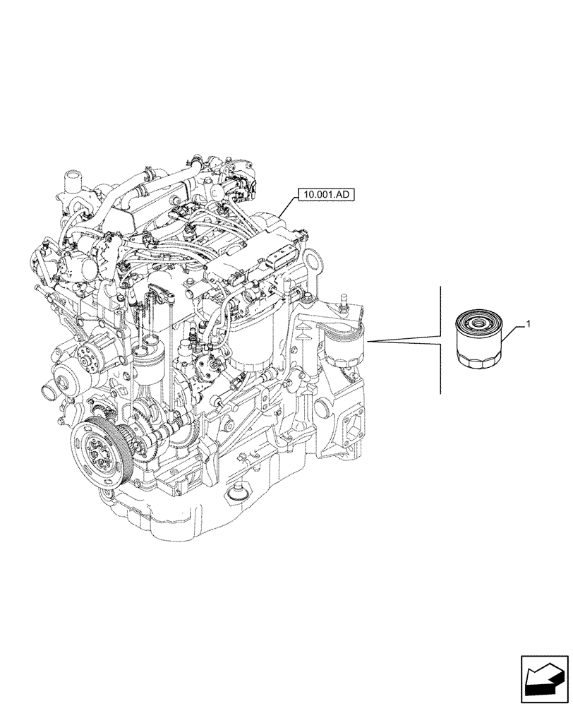 Схема запчастей Case F5HFL463A F001 - (05.100.03[01]) - FILTERS (05) - SERVICE & MAINTENANCE