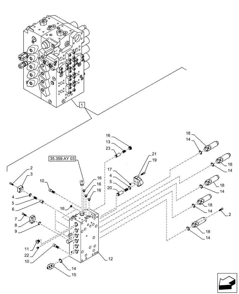 Схема запчастей Case CX490D RTC - (35.359.AB[06]) - CONTROL VALVE, COMPONENTS (35) - HYDRAULIC SYSTEMS