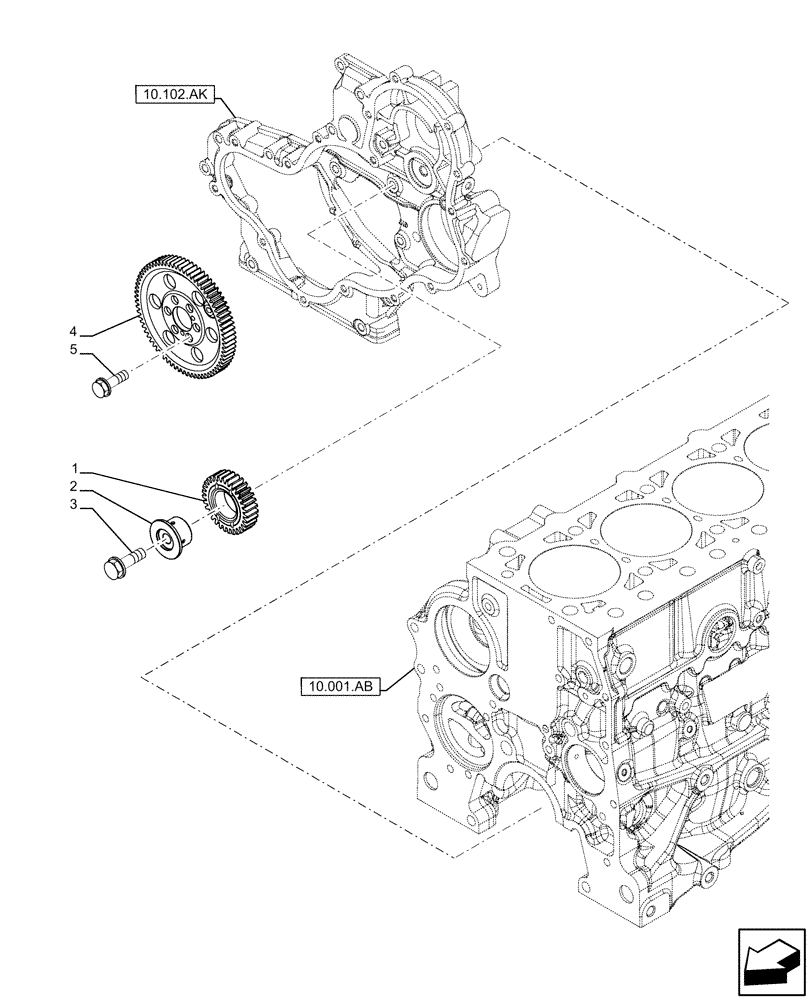 Схема запчастей Case F5HFL463A F001 - (10.106.AG) - CAMSHAFT, GEAR (10) - ENGINE