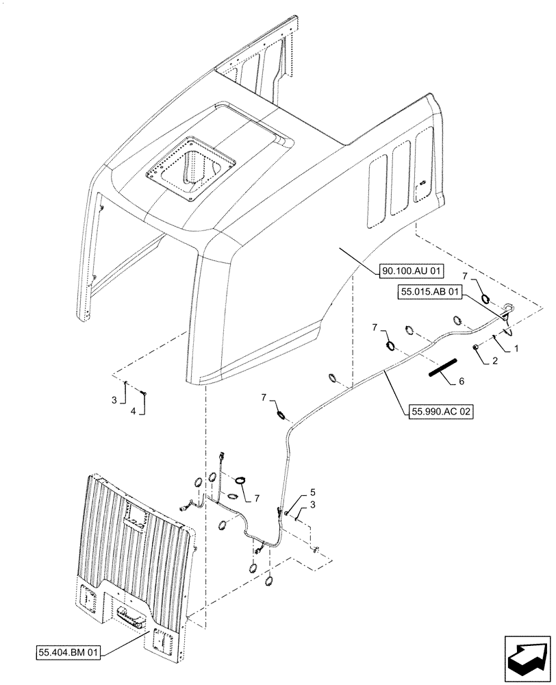 Схема запчастей Case 521F - (55.990.AC[01]) - HOOD WIRE HARNESS INSTALLATION (55) - ELECTRICAL SYSTEMS