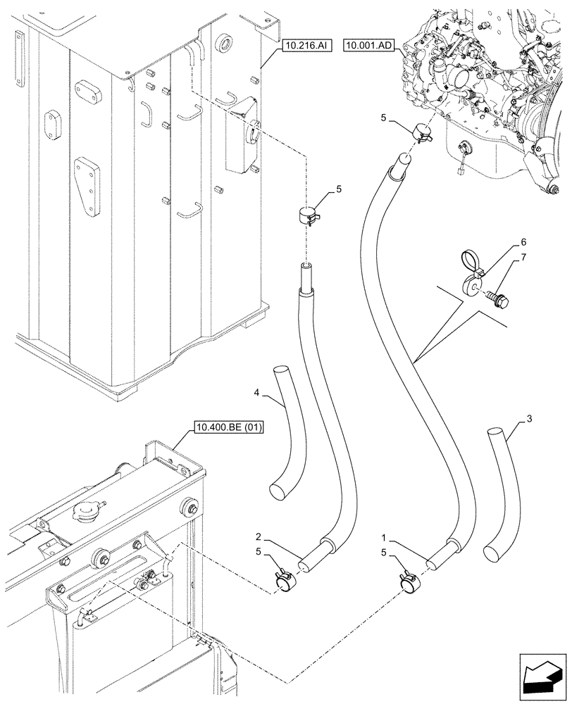 Схема запчастей Case CX210D NLC - (10.216.BA[01]) - FUEL LINE (10) - ENGINE