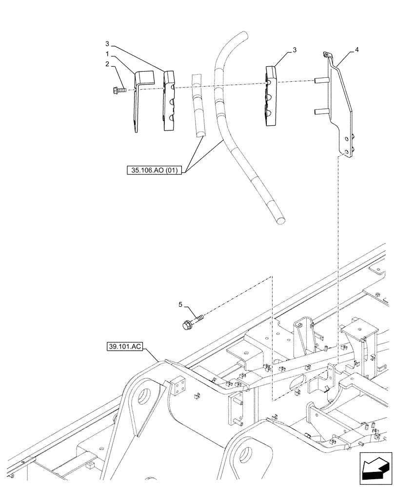 Схема запчастей Case CX210D NLC - (35.106.AO[02]) - VARIABLE DELIVERY HYDRAULIC PUMP, BRACKET (35) - HYDRAULIC SYSTEMS