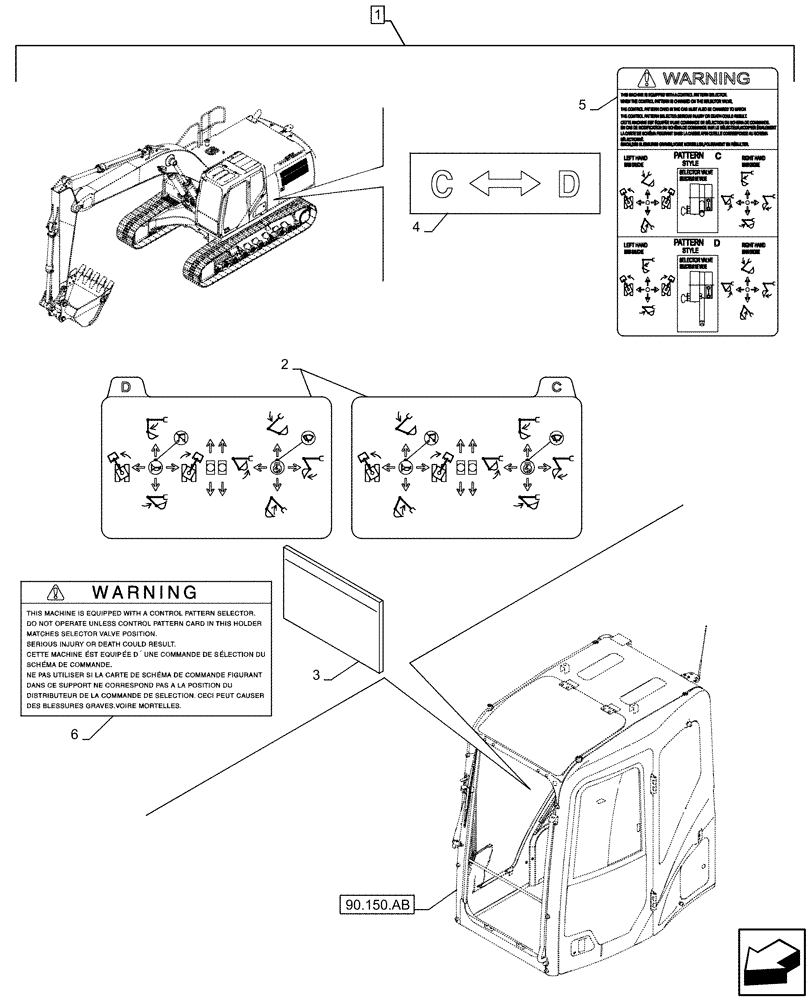 Схема запчастей Case CX490D RTC - (88.100.35[200]) - DIA KIT, CONTROL PATTERN SELECTION, DECAL (88) - ACCESSORIES