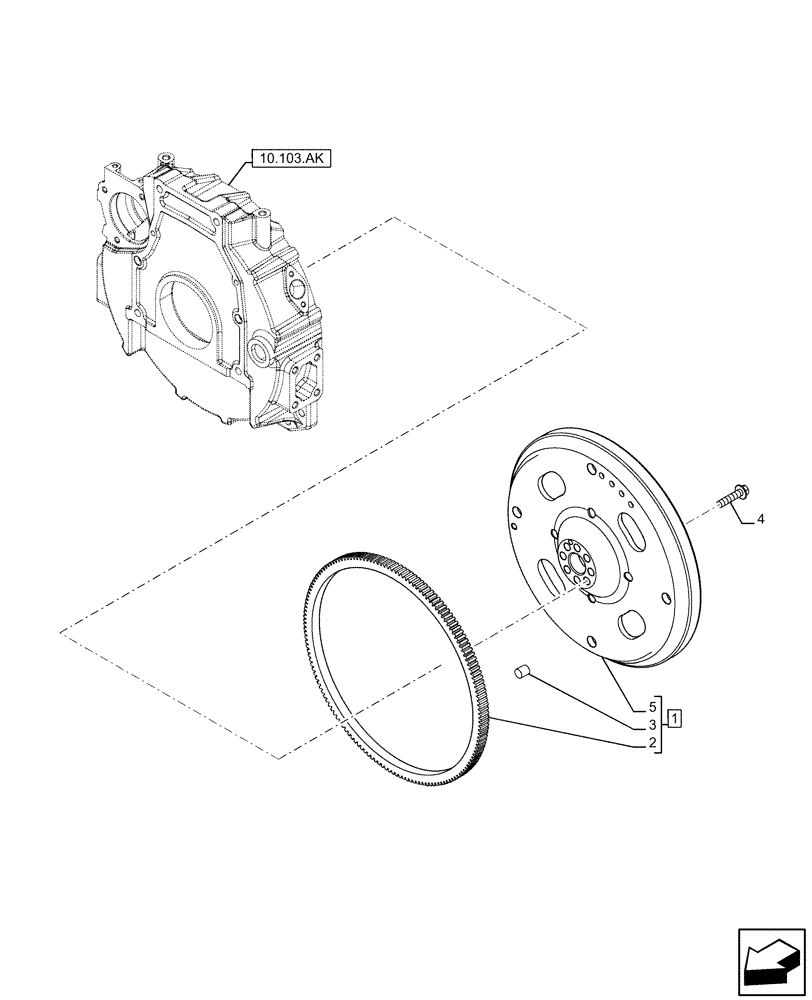 Схема запчастей Case F5HFL463A F001 - (10.103.AH) - ENGINE FLYWHEEL (10) - ENGINE