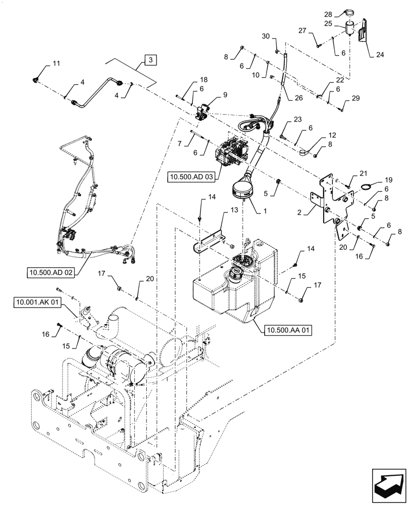 Схема запчастей Case 521F - (10.500.AD[01]) - DEF TANK AND DEF LINE INSTALLATION (10) - ENGINE