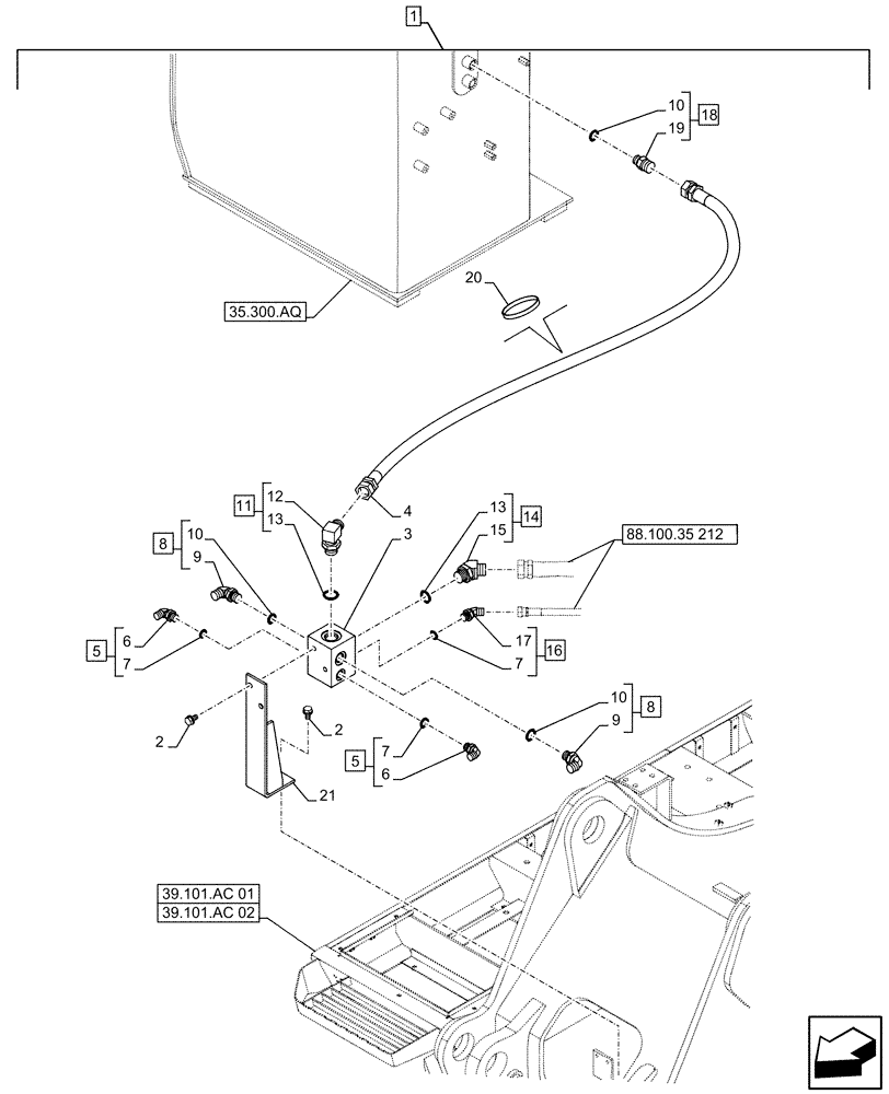Схема запчастей Case CX490D RTC - (88.100.35[207]) - DIA KIT, SAFETY VALVE, ARM, LIFT CYLINDER, CHECK VALVE, LINE (88) - ACCESSORIES