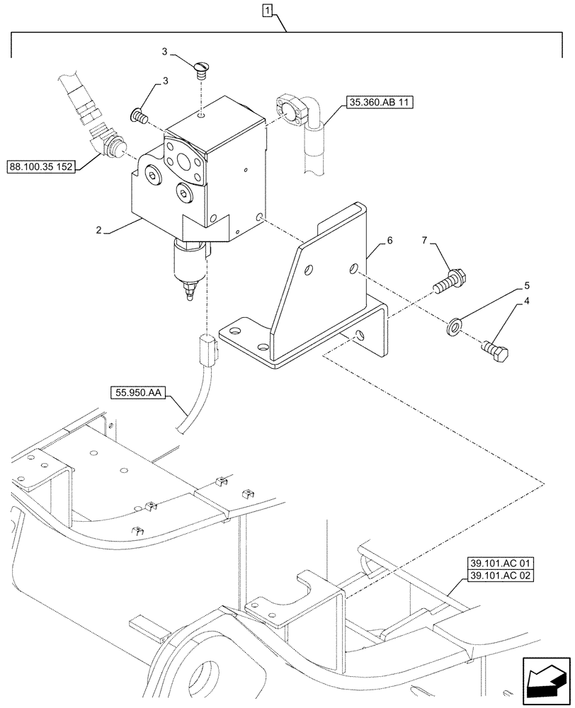 Схема запчастей Case CX500D RTC - (88.100.35[153]) - DIA KIT, HAMMER CIRCUIT, HIGH FLOW, SHEARS, W/ ELECTRICAL PROPORTIONAL CONTROL, SELECTOR, VALVE (88) - ACCESSORIES