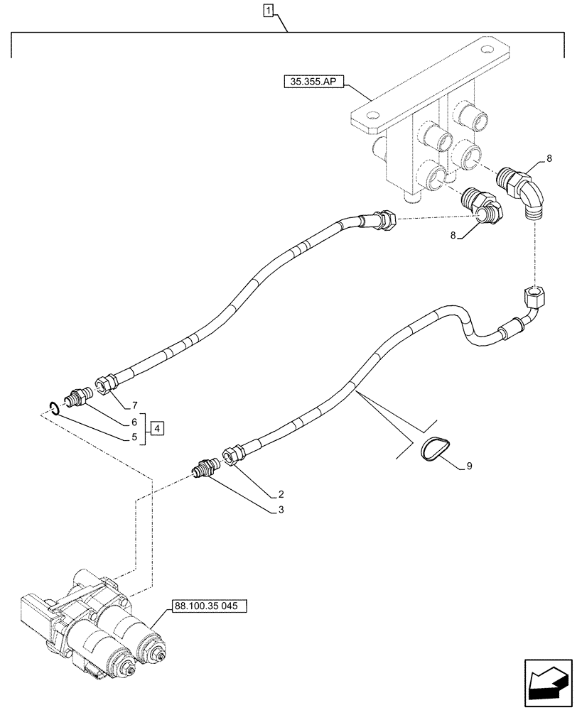 Схема запчастей Case CX500D RTC - (88.100.35[047]) - DIA KIT, HAMMER CIRCUIT, HIGH FLOW, W/ ELECTRICAL PROPORTIONAL CONTROL, SOLENOID VALVE, LINE (88) - ACCESSORIES