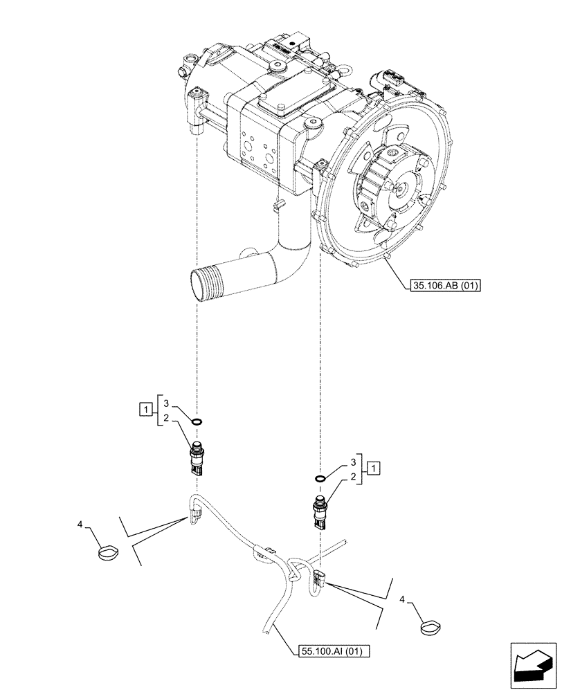 Схема запчастей Case CX210D NLC - (55.036.AG) - HYDRAULIC PUMP, SENSOR (55) - ELECTRICAL SYSTEMS