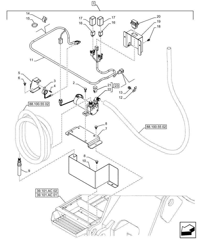 Схема запчастей Case CX490D RTC - (88.100.55[01]) - DIA KIT, FUEL TRANSFER PUMP (88) - ACCESSORIES