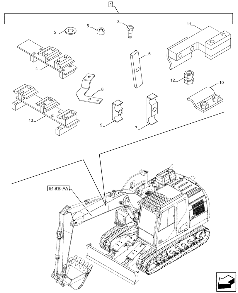 Схема запчастей Case CX350D LC - (88.100.35[238]) - DIA KIT, QUICK COUPLER, BOOM, HBCV, W/ SECOND OPTION, CLAMP (88) - ACCESSORIES