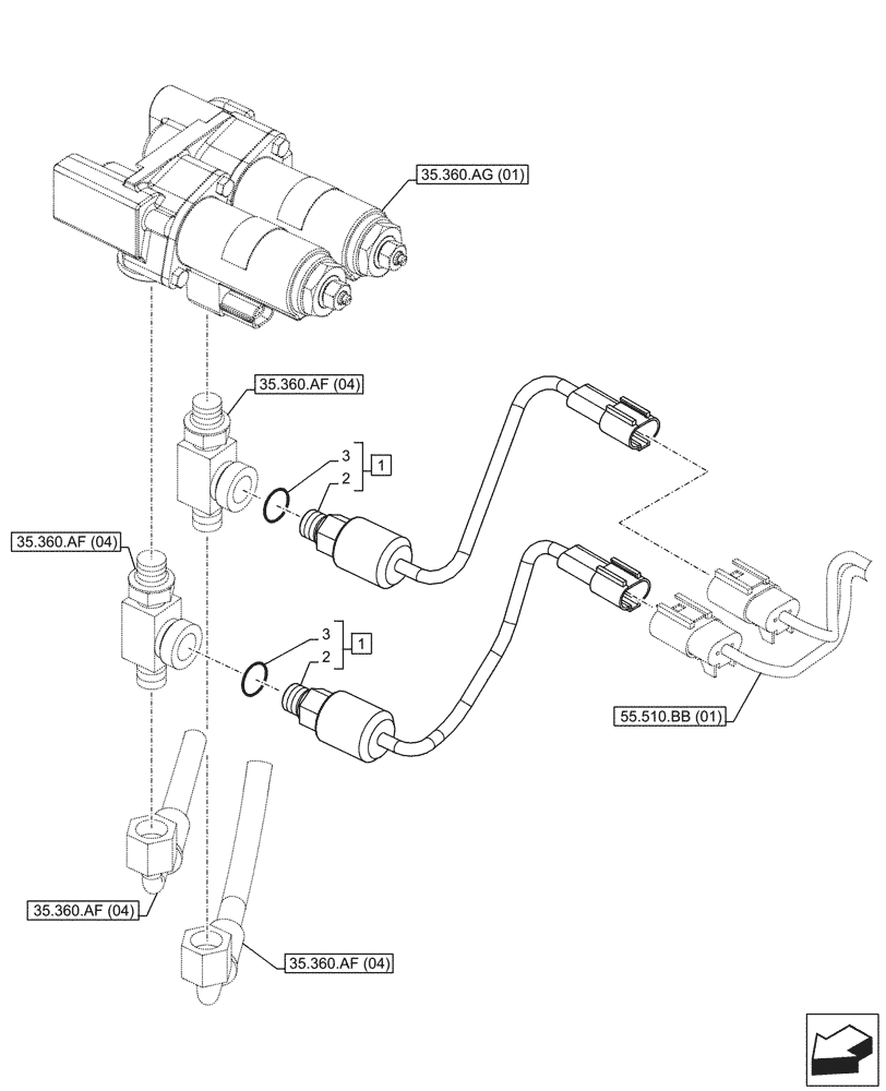 Схема запчастей Case CX210D NLC - (55.425.AI) - VAR - 461863 - ROTATION, SPEED SENSOR, CLAMSHELL BUCKET, ROTATION, W/ ELECTRICAL PROPORTIONAL CONTROL (55) - ELECTRICAL SYSTEMS