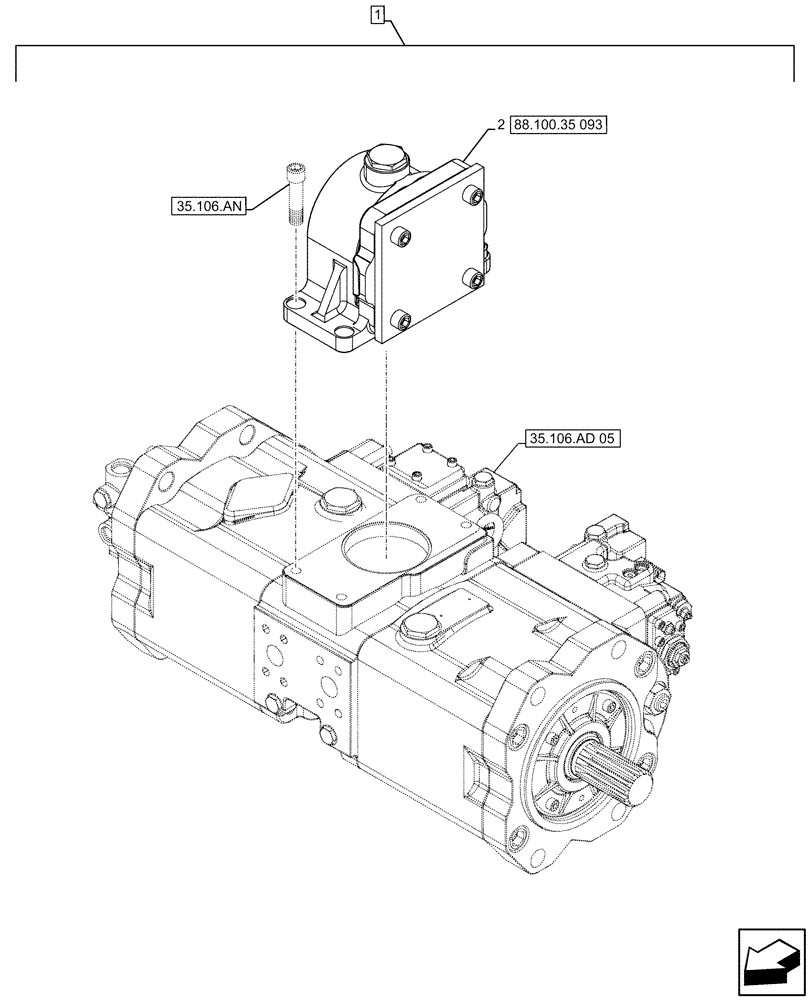 Схема запчастей Case CX490D RTC - (88.100.35[092]) - DIA KIT, CLAMSHELL BUCKET, ROTATION, W/ ELECTRICAL PROPORTIONAL CONTROL, PTO (88) - ACCESSORIES