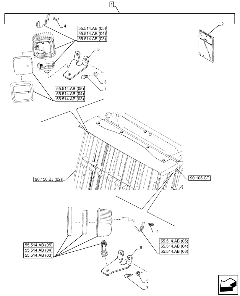 Схема запчастей Case CX490D RTC - (88.100.55[25]) - DIA KIT, LED WORK LAMP (88) - ACCESSORIES