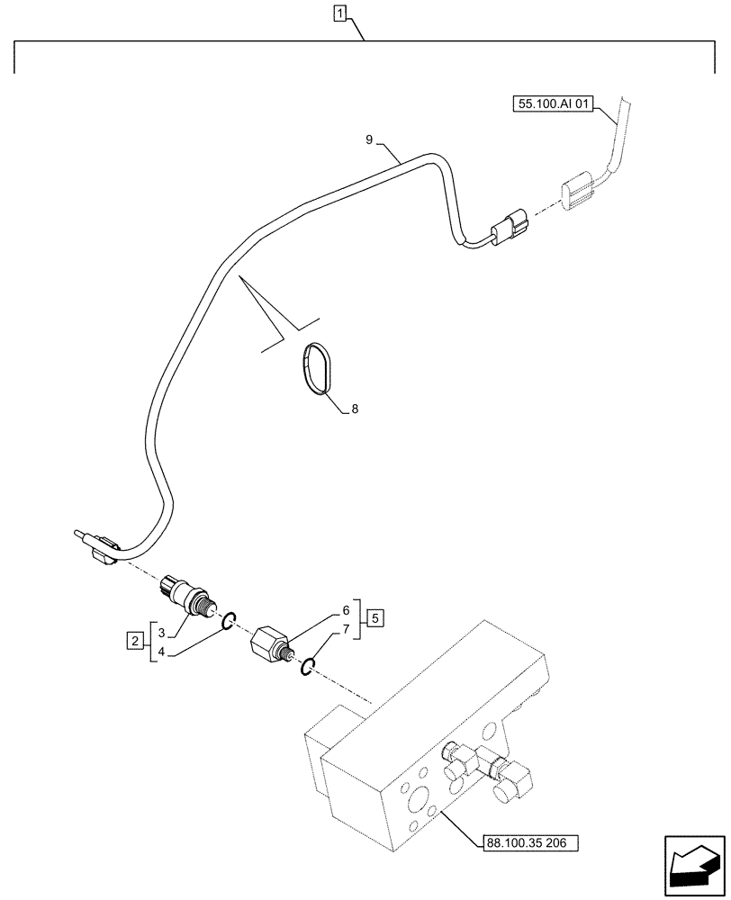 Схема запчастей Case CX490D RTC - (88.100.35[213]) - DIA KIT, SAFETY VALVE, BOOM, LIFT CYLINDER, CHECK VALVE, WIRE HARNESS, PRESSURE SWITCH (88) - ACCESSORIES