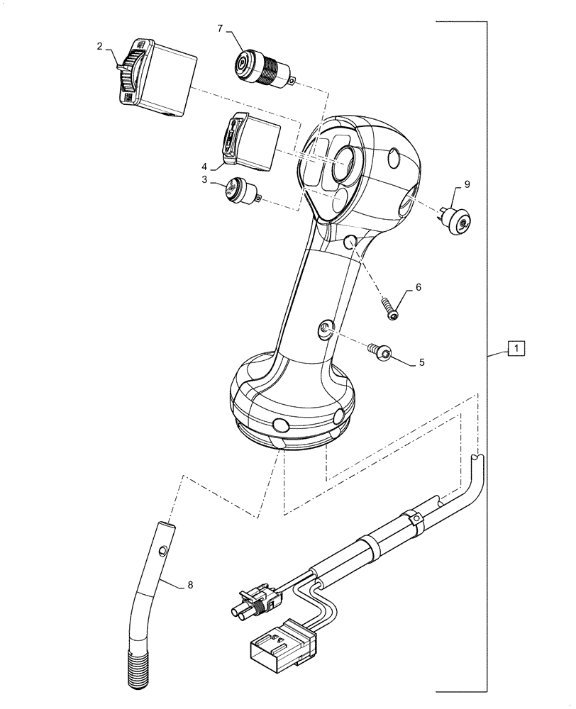 Схема запчастей Case SR270 - (55.512.CL[18]) - LEVEL 350, HANDLE GRIP, RH (55) - ELECTRICAL SYSTEMS