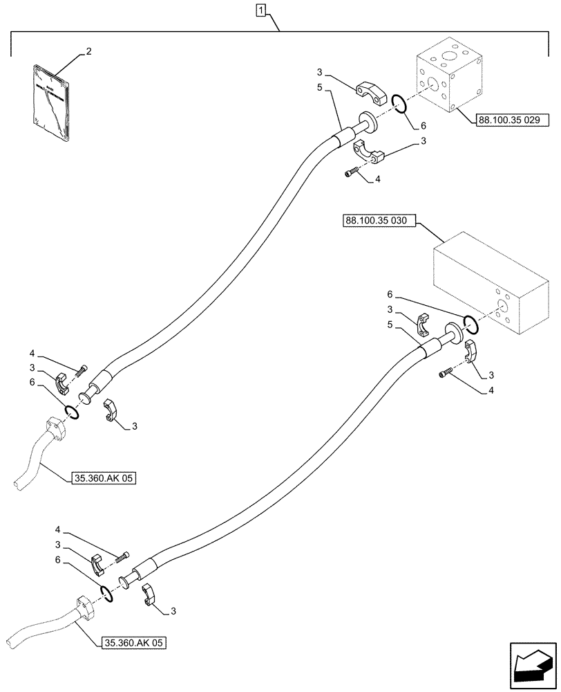 Схема запчастей Case CX490D RTC - (88.100.35[028]) - DIA KIT, HAMMER CIRCUIT, W/ ELECTRICAL PROPORTIONAL CONTROL, BOOM, LINE (88) - ACCESSORIES