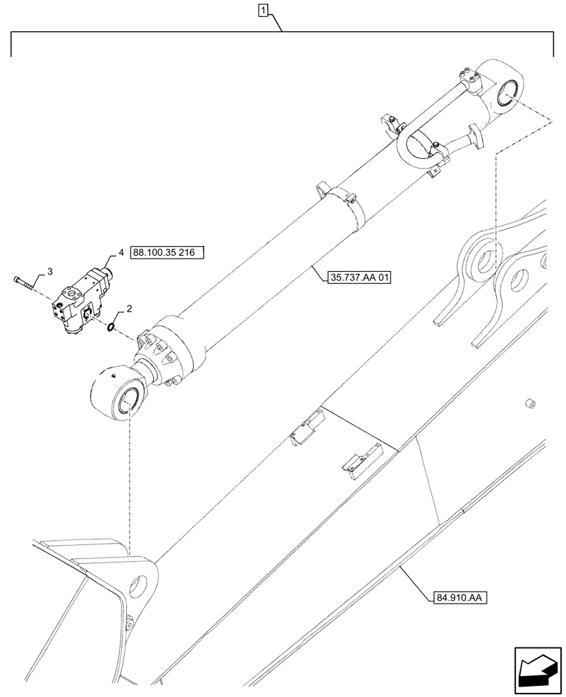 Схема запчастей Case CX490D RTC - (88.100.35[209]) - DIA KIT, SAFETY VALVE, ARM, LIFT CYLINDER, CHECK VALVE (88) - ACCESSORIES