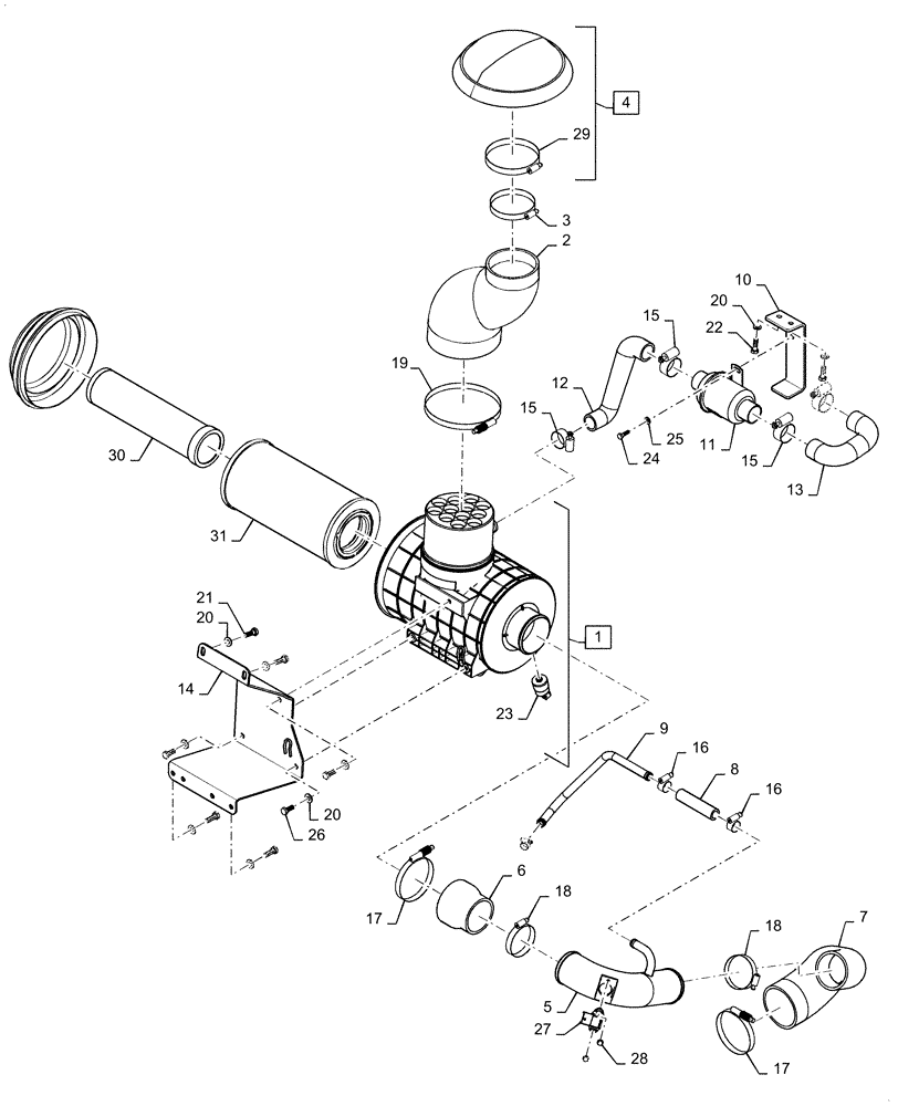 Схема запчастей Case 1150M WT - (10.202.010) - AIR INTAKE (10) - ENGINE