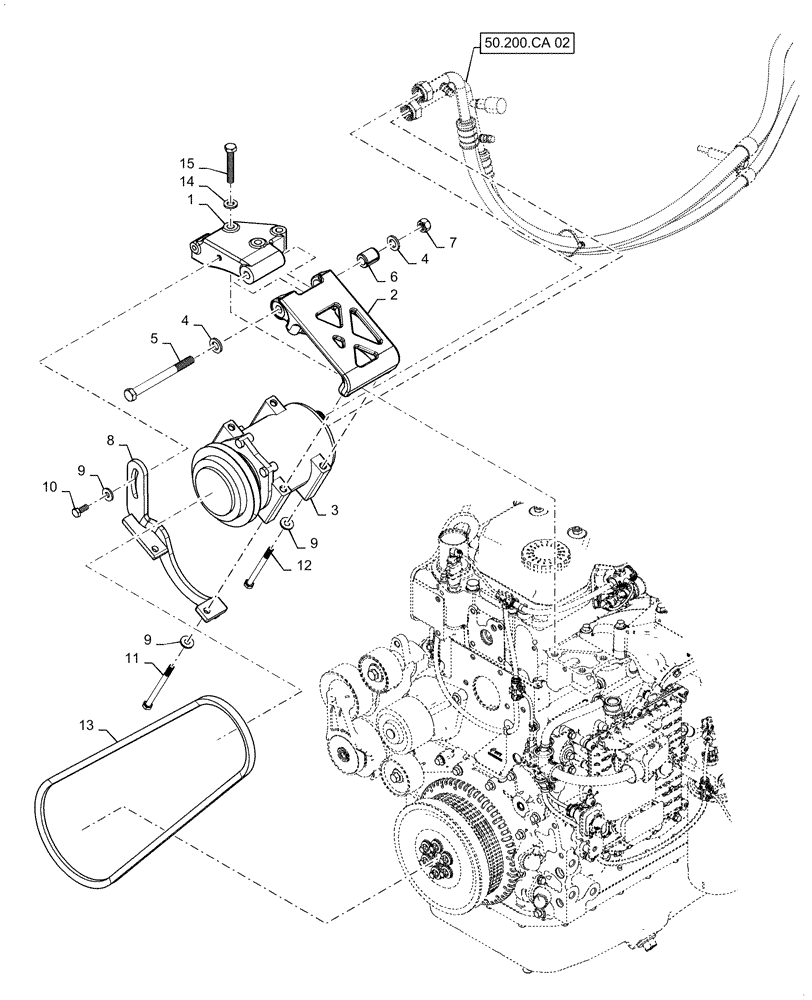 Схема запчастей Case 521F - (50.200.CA[01]) - VAR - 782440 - COMPRESSOR, AIR CONDITIONER (50) - CAB CLIMATE CONTROL