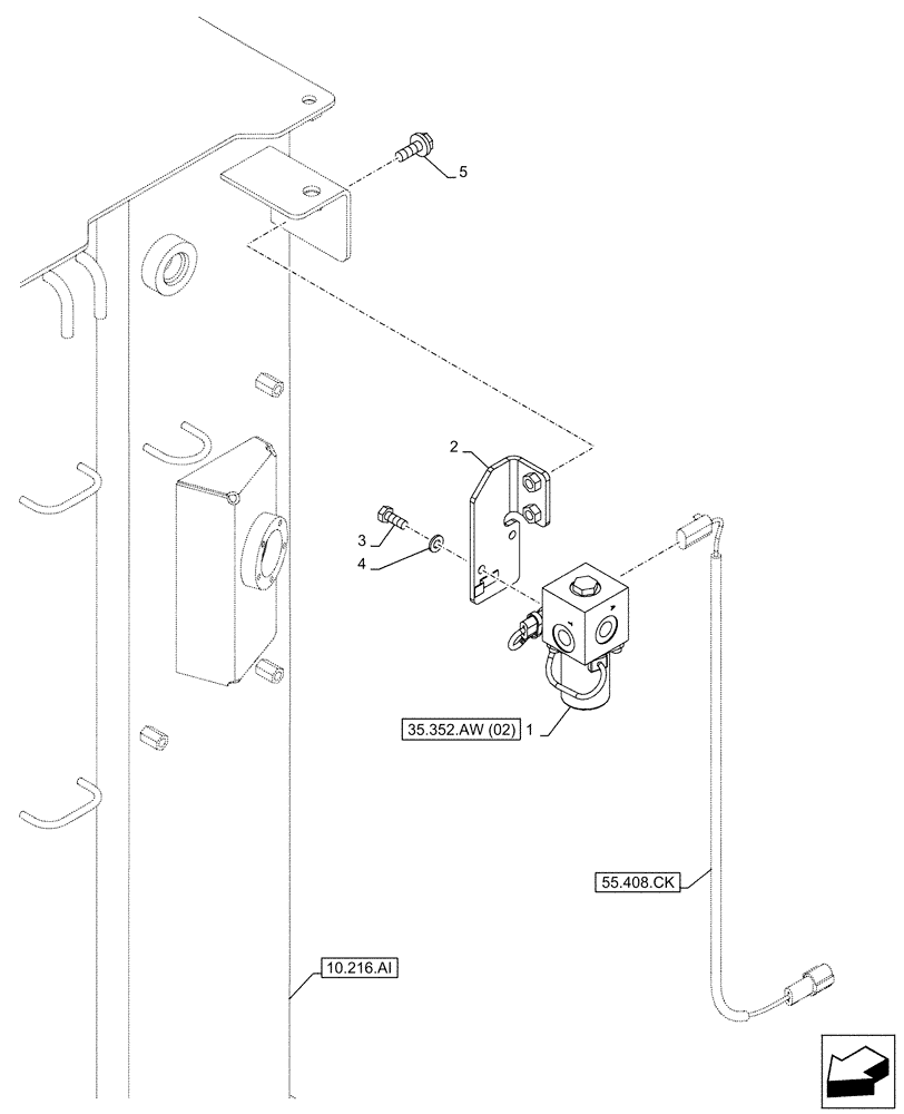 Схема запчастей Case CX210D NLC - (35.352.AW[01]) - VAR - 461568 - LOCKOUT SOLENOID VALVE, FREE SWING (35) - HYDRAULIC SYSTEMS