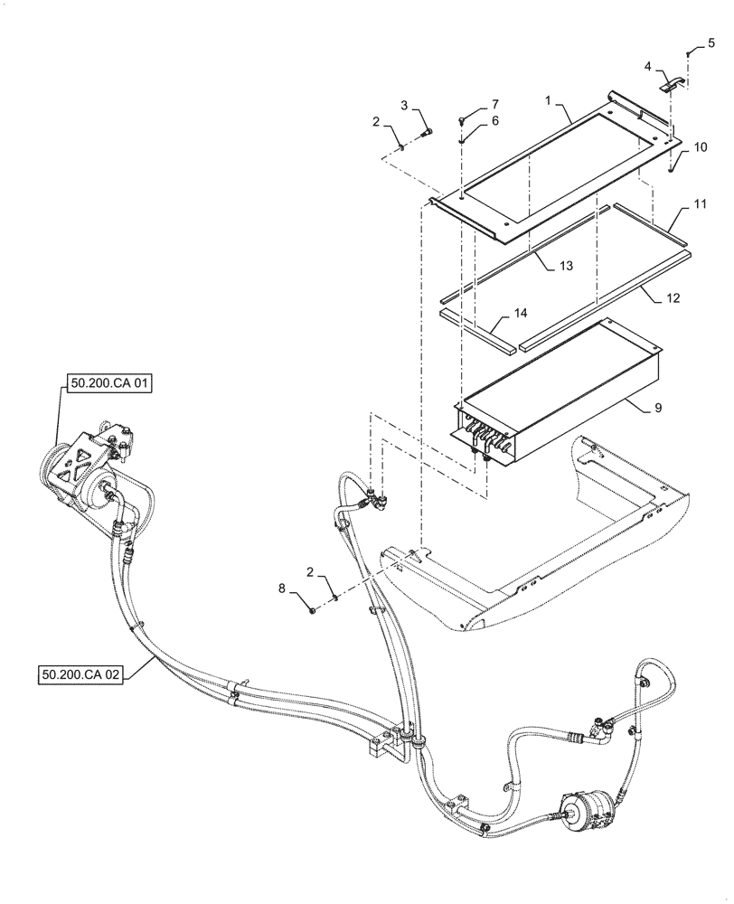 Схема запчастей Case 521F - (50.200.CA[03]) - VAR - 782440 - CONDENSER, ASSY (50) - CAB CLIMATE CONTROL