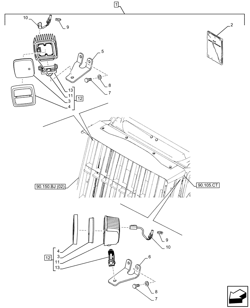 Схема запчастей Case CX350D LC - (88.100.55[27]) - DIA KIT, LED WORK LAMP (88) - ACCESSORIES