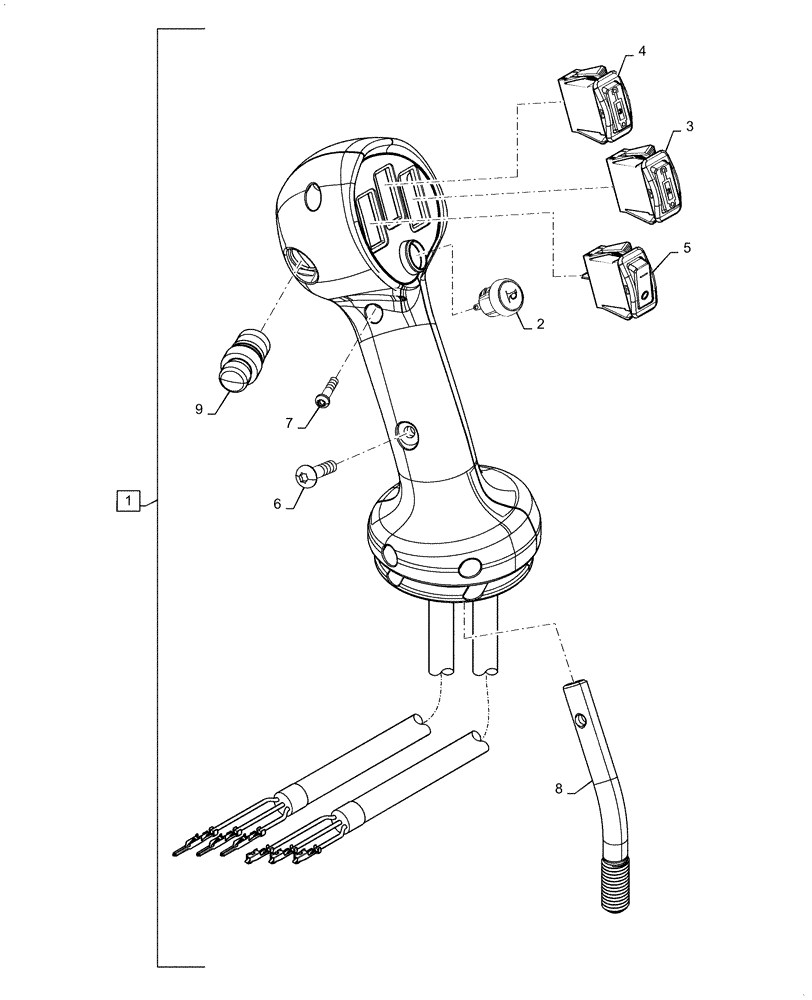 Схема запчастей Case SR270 - (55.512.CL[14]) - LEVEL 300, HANDLE GRIP, LH (55) - ELECTRICAL SYSTEMS