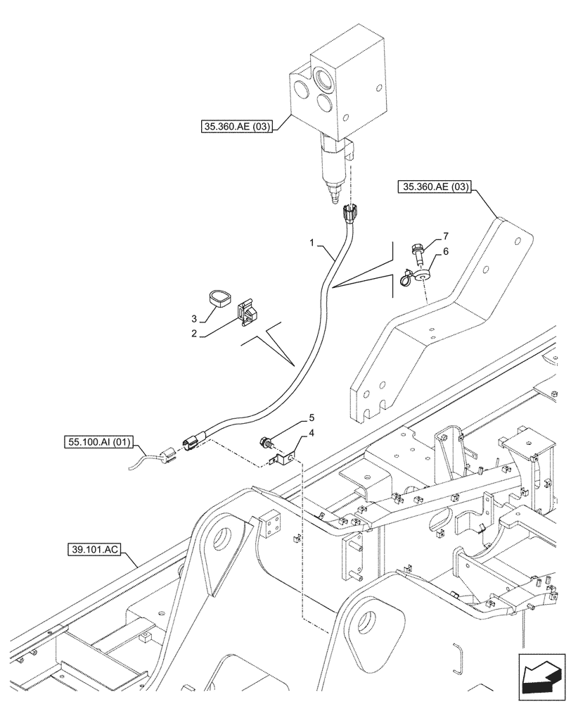 Схема запчастей Case CX210D NLC - (55.950.AA) - VAR - 461869, 461870 - SELECTOR VALVE, HARNESS, HAMMER CIRCUIT, HIGH FLOW, W/ ELECTRICAL PROPORTIONAL CONTROL (55) - ELECTRICAL SYSTEMS