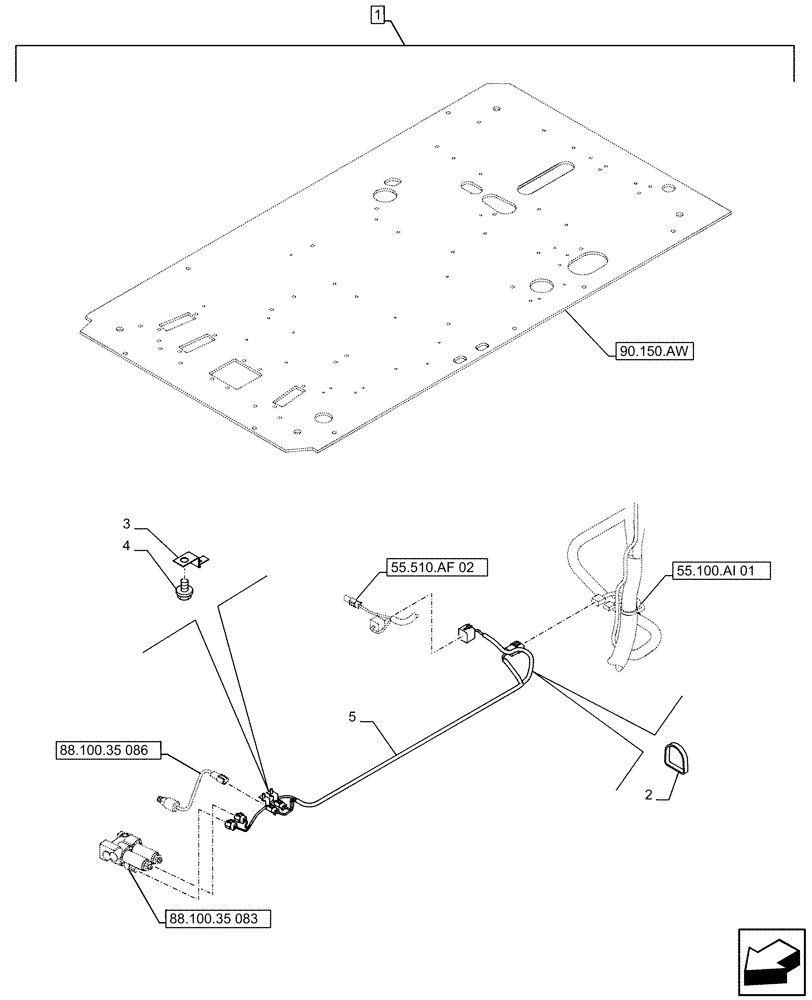 Схема запчастей Case CX490D RTC - (88.100.35[087]) - DIA KIT, CLAMSHELL BUCKET, ROTATION, W/ ELECTRICAL PROPORTIONAL CONTROL, OPTION, WIRE HARNESS (88) - ACCESSORIES