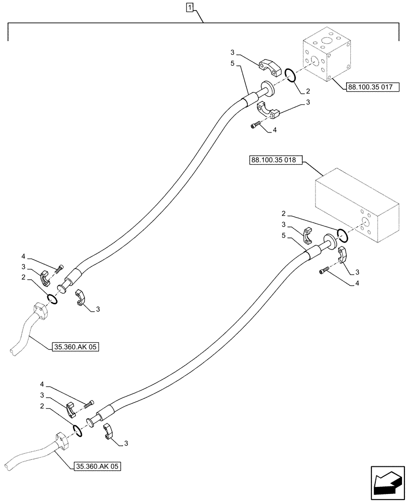 Схема запчастей Case CX490D LC - (88.100.35[016]) - DIA KIT, HAMMER CIRCUIT, W/ HYDRAULIC CONTROL, BOOM, LINE (88) - ACCESSORIES