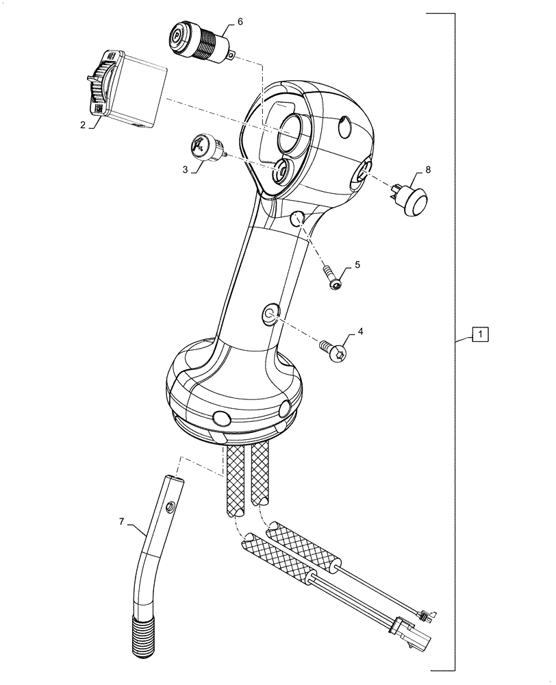 Схема запчастей Case SR240 - (55.512.CL[12]) - LEVEL 250, HANDLE GRIP, RH (55) - ELECTRICAL SYSTEMS