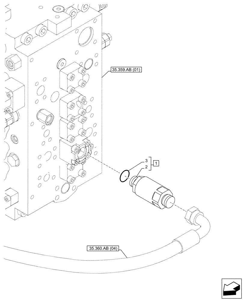 Схема запчастей Case CX210D NLC - (35.359.AY[04]) - VAR - 461869, 461870 - RELIEF VALVE, HAMMER CIRCUIT, HIGH FLOW, W/ ELECTRICAL PROPORTIONAL CONTROL (35) - HYDRAULIC SYSTEMS