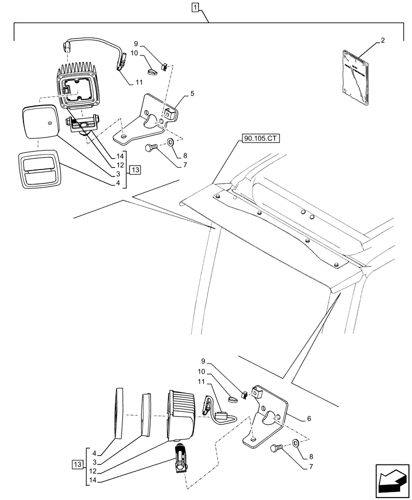 Схема запчастей Case CX130D - (88.100.55[26]) - DIA KIT, LED WORK LAMP (88) - ACCESSORIES
