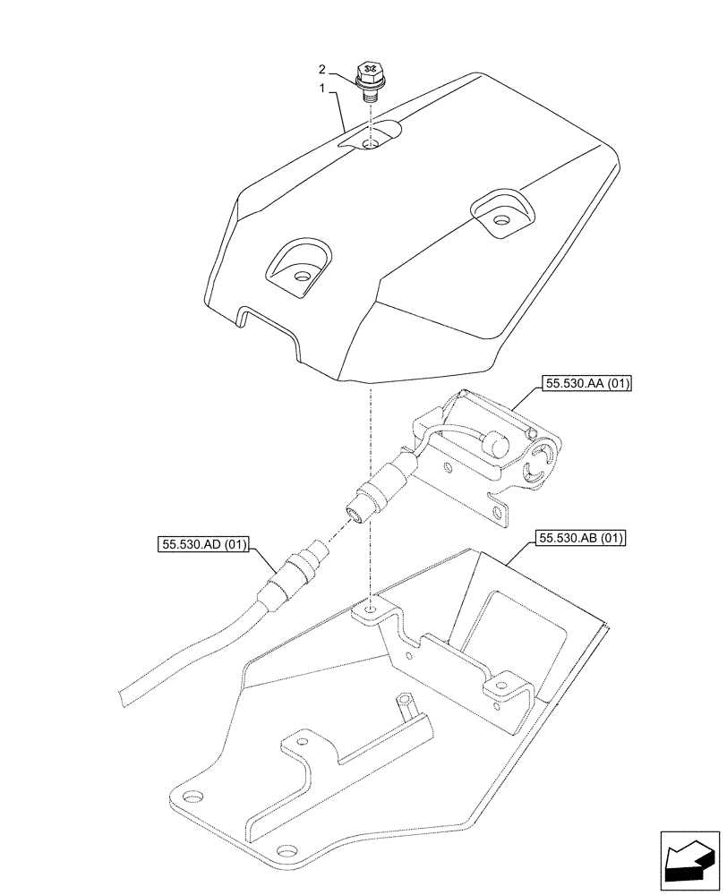 Схема запчастей Case CX210D NLC - (55.530.AC[01]) - VAR - 461504, 488037 - REAR VIEW CAMERA, COVER (55) - ELECTRICAL SYSTEMS