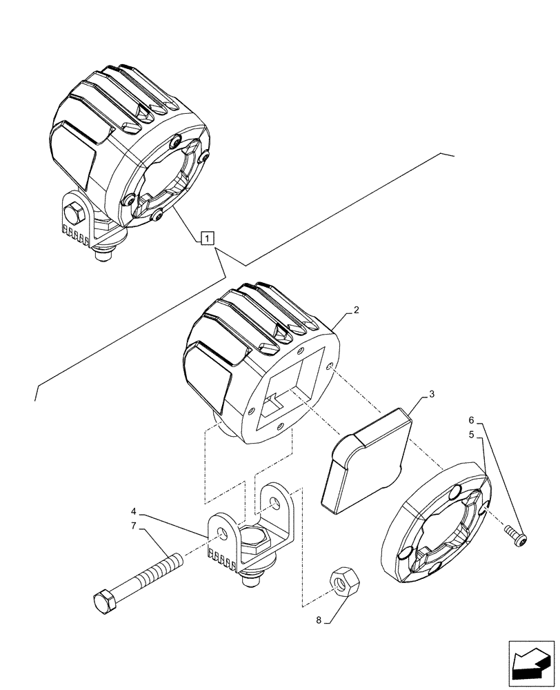 Схема запчастей Case CX210D NLC - (55.404.CD[04]) - VAR - 488037, 488038 - REAR VIEW CAMERA, SIDE CAMERA, LIGHT, COMPONENTS (55) - ELECTRICAL SYSTEMS