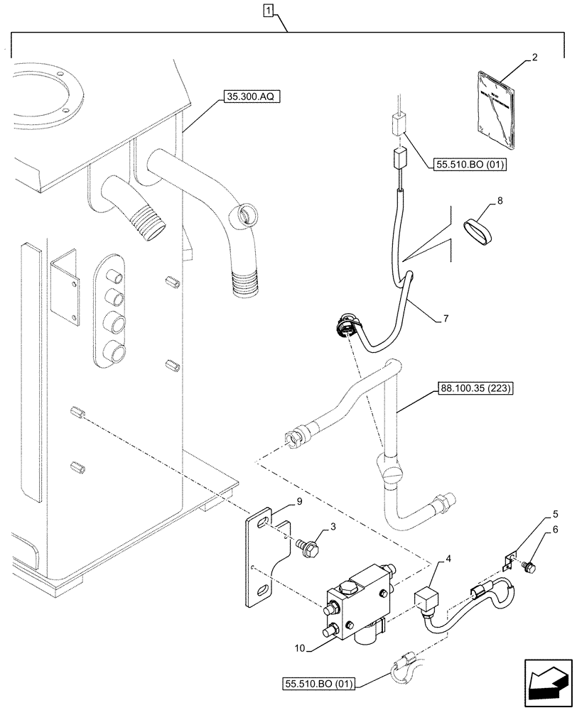 Схема запчастей Case CX350D LC - (88.100.35[222]) - DIA KIT, QUICK COUPLER, SOLENOID VALVE, WIRE HARNESS (88) - ACCESSORIES