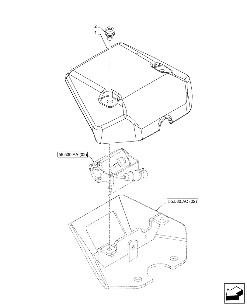 Схема запчастей Case CX210D NLC - (55.530.AC[02]) - VAR - 488038, 461560 - SIDE CAMERA, COVER (55) - ELECTRICAL SYSTEMS